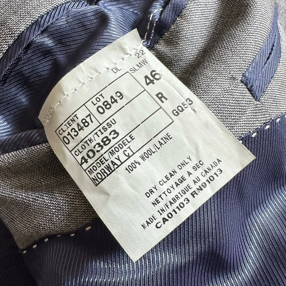 Jack Victor Elite Norway Men's Size 46R Wool Blazer Gray Check Sport Coat Canada